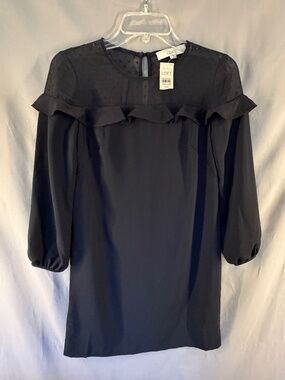 LOFT Petites Long-Sleeve Shift Dress in Black - Size 00P (NWT)